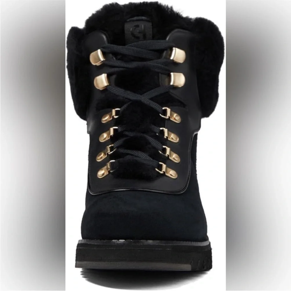 Cole Haan ZEROGRAND Explore Upstate Waterproof Shearling Hiking Boots Black 9